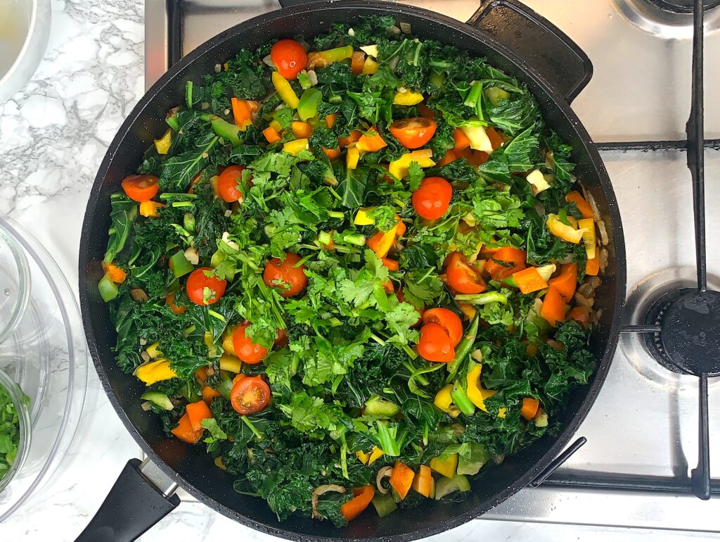 Stir fried kale and vegetables 
